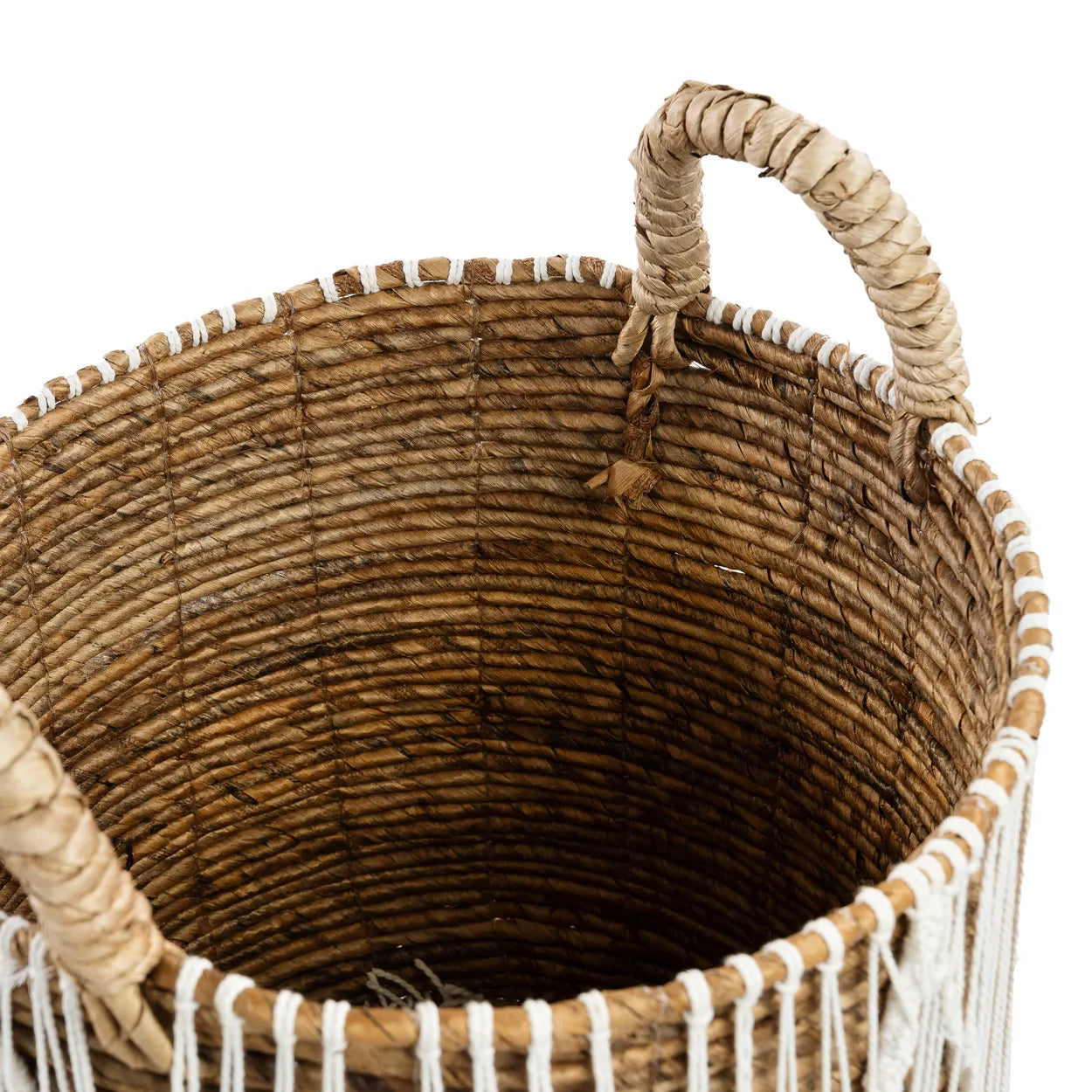 The Straight Stitched Macrame Basket - Natural White - L