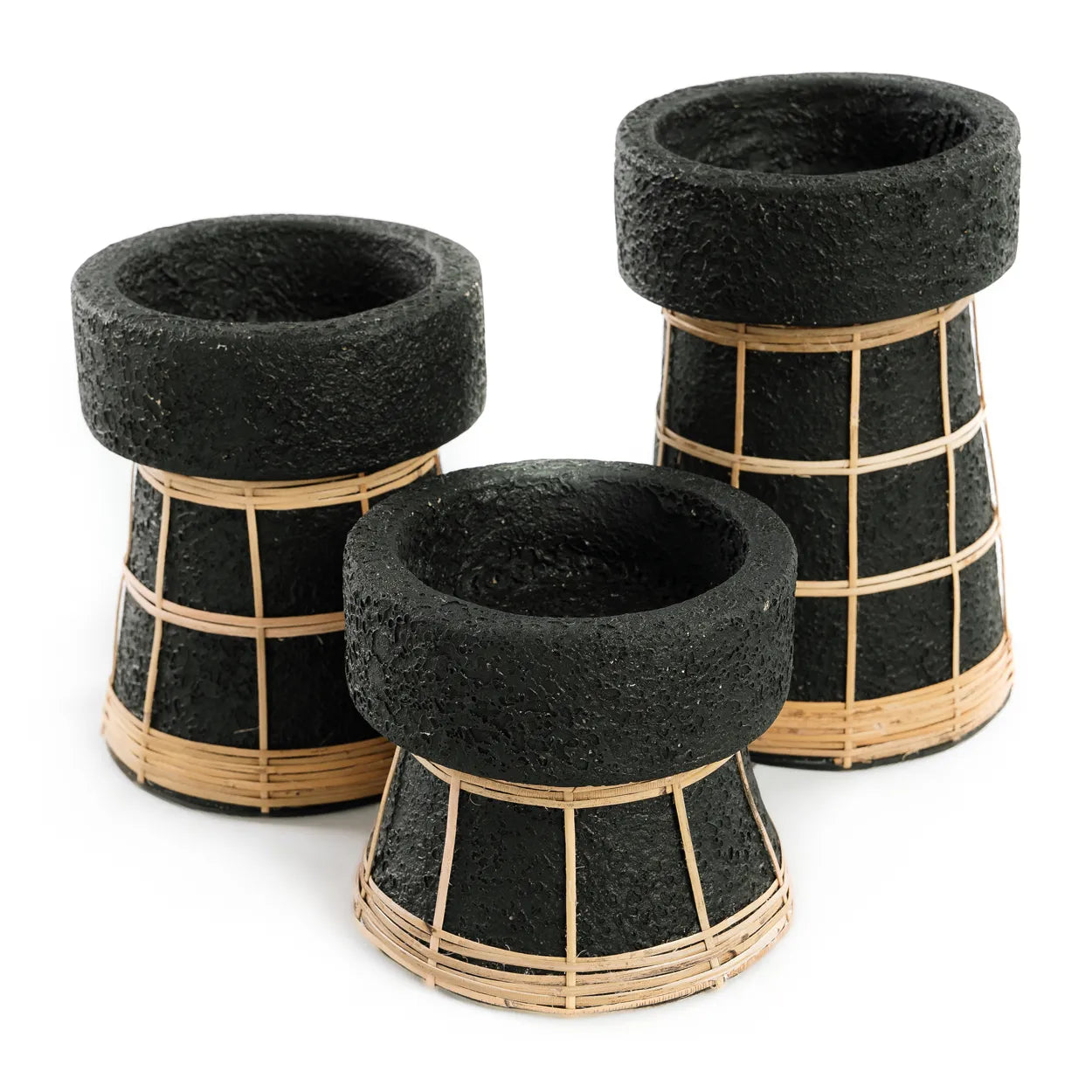 The Serene Candle Holder - Black Natural - L