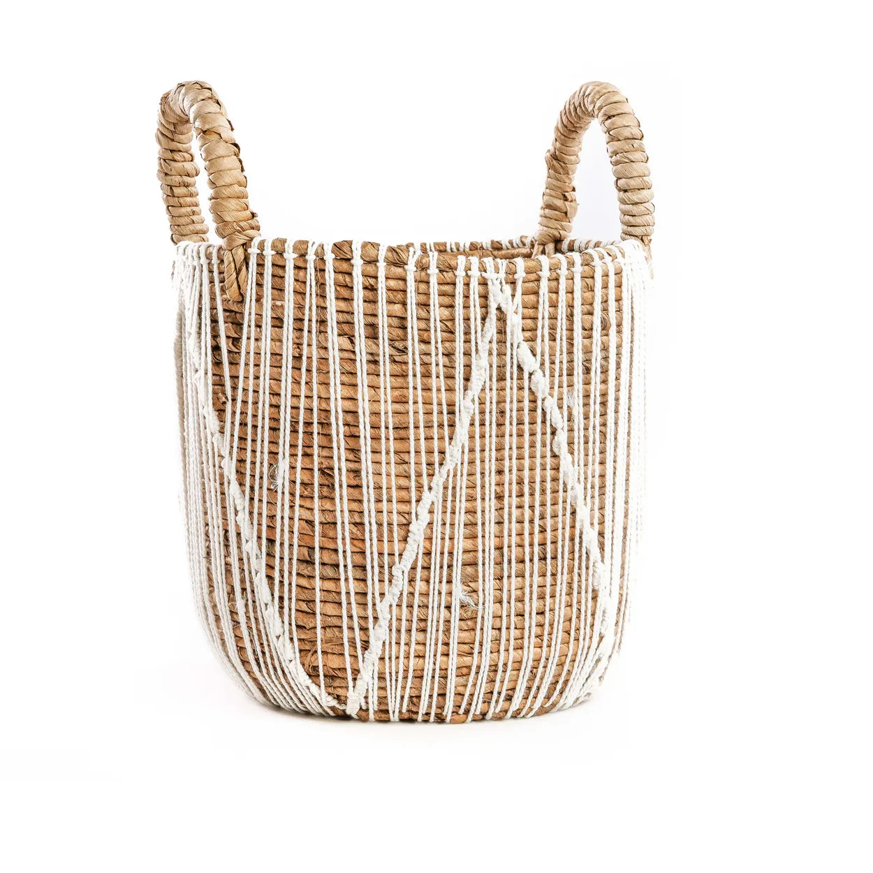 bazarbizar-b2b Cesta De Macramé Cosida Recta - Blanco Natural - S