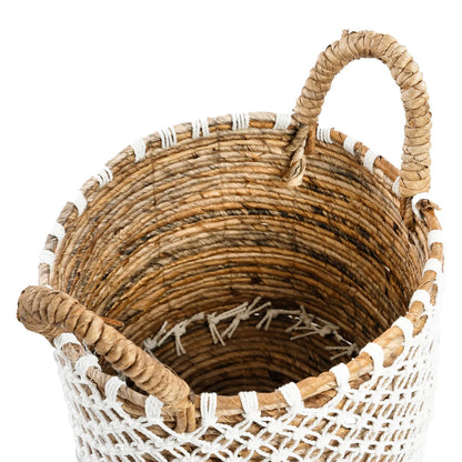 The Crossed Stitched Macrame Basket - Natural White - S