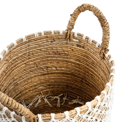 The Crossed Stitched Macrame Basket - Natural White - M