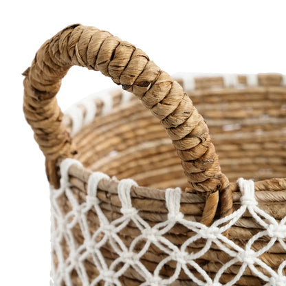 Cesta de macramé con punto cruzado - Blanco natural - M