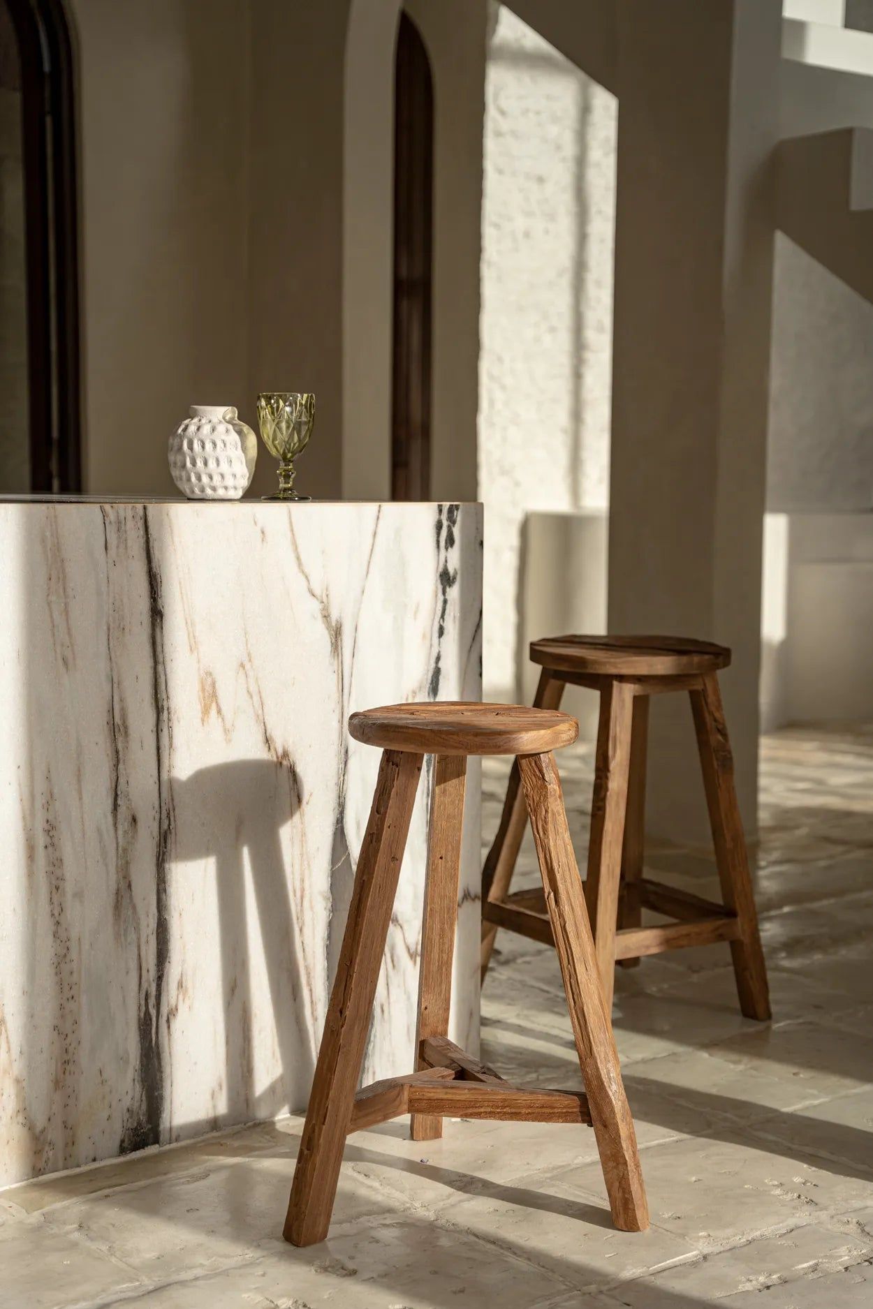 The Kabuki Bar Stool - Natural - Low