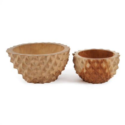 Cuenco de raíz de teca para durian - S