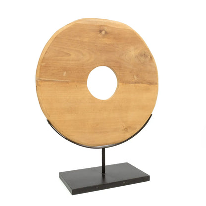 The Teak Disc on Stand - L