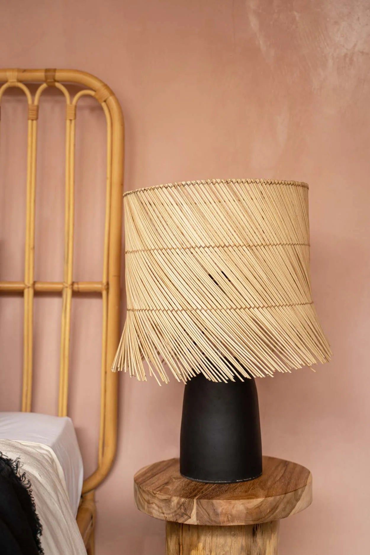 The Rattan Table Lamp - Black Natural