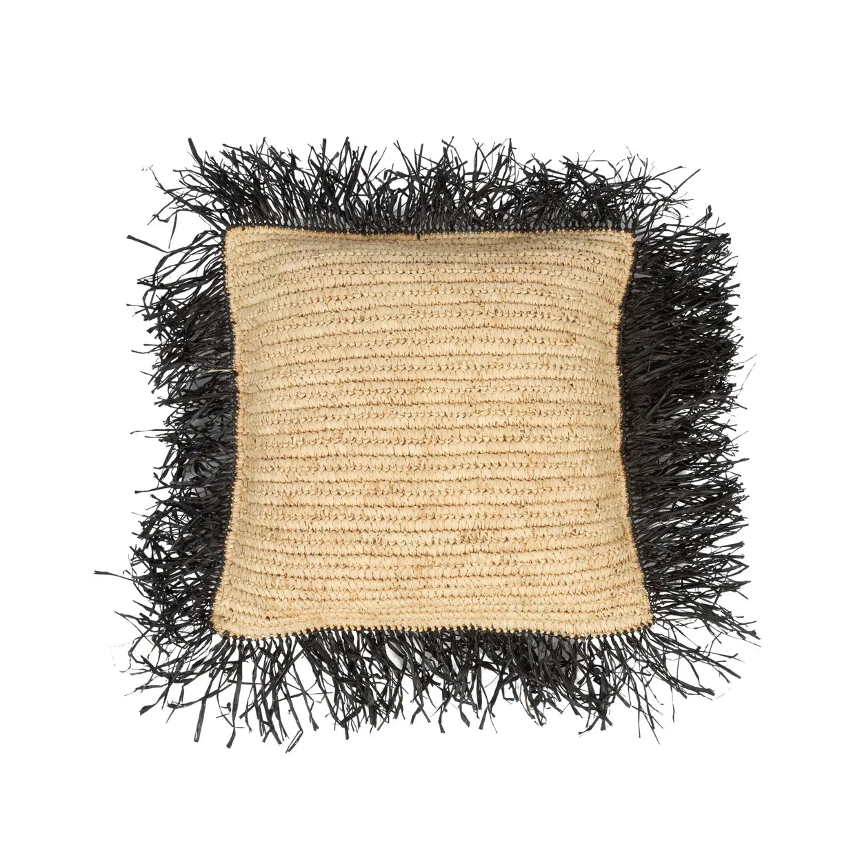 Funda de cojín The Raffia Cuadrada - Negro Natural - 40x40