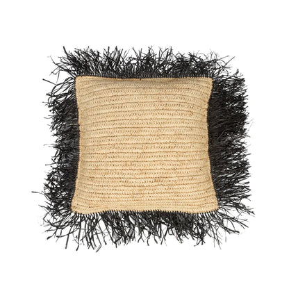 The Raffia Cushion Cover Square - Natural Black - 40x40