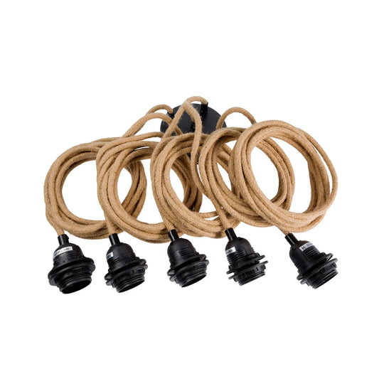 Lámparas de Techo Plafón - Negro Natural - 5 Accesorios