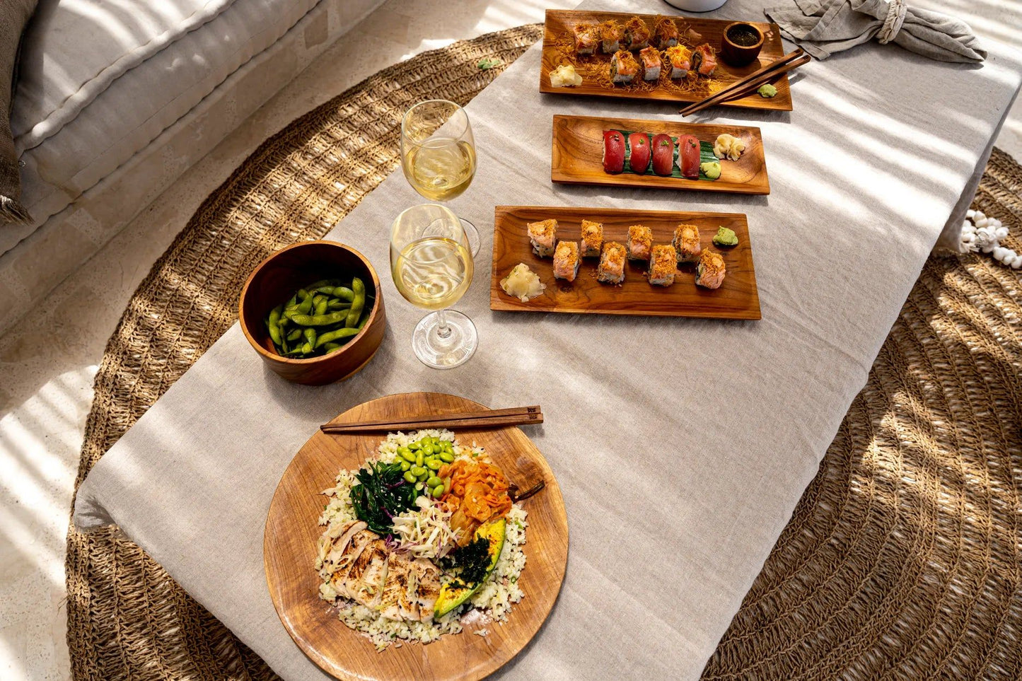 Plato de sushi de raíz de teca - M