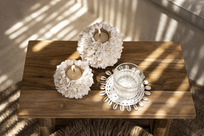 Posavasos de concha de algas marinas - Blanco