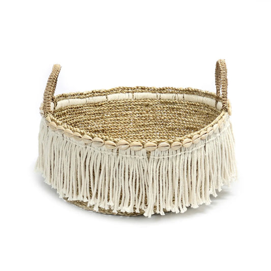 Cesta con flecos The Boho - Blanco natural