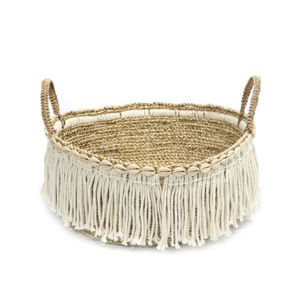 Cesta con flecos The Boho - Blanco natural