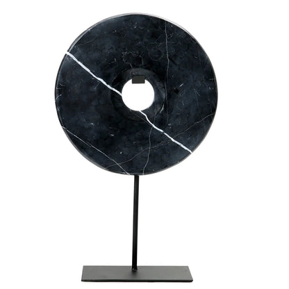 The Marble Disc on Stand - Black - L