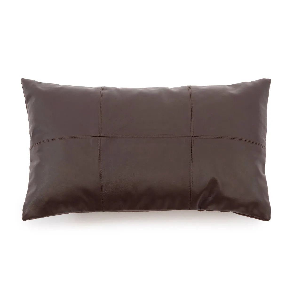 The Six Panel Leather Cushion Cover - Choco - 30x50