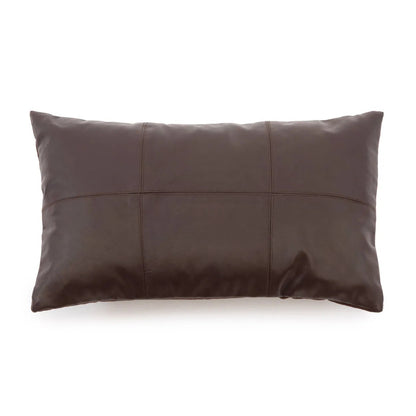 The Six Panel Leather Cushion Cover - Choco - 30x50