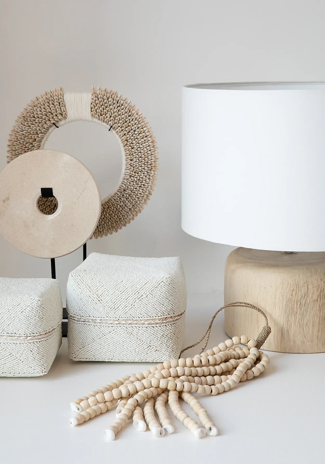 The Teak Wood Table Lamp - Natural White