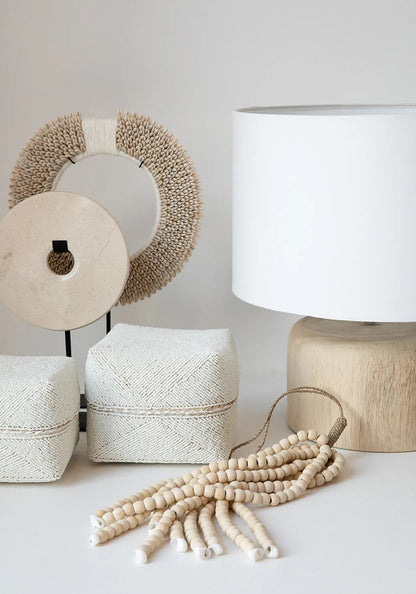 The Teak Wood Table Lamp - Natural White