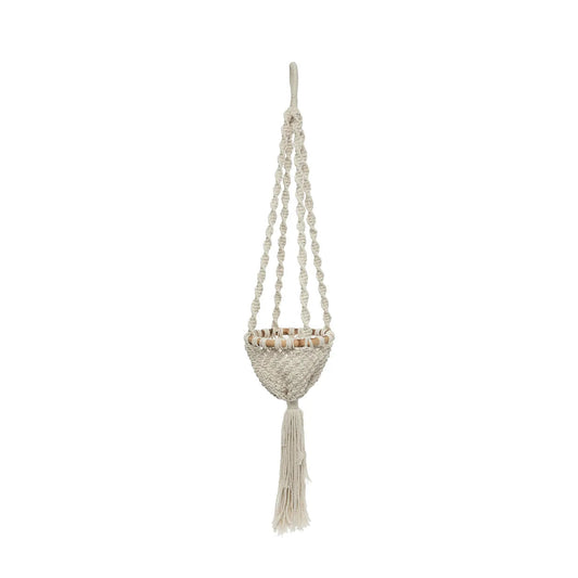 The Twisted Macramé Plant Holder - Natural White -S