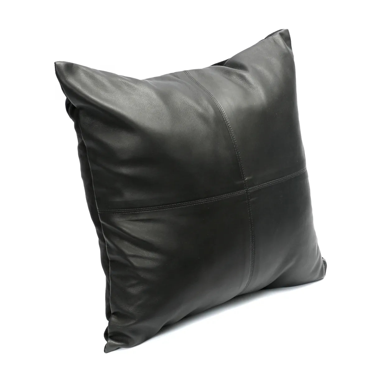 The Four Panel Leather Cushion Cover - Black - 40x40