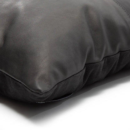 The Four Panel Leather Cushion Cover - Black - 40x40