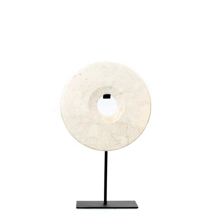 The Marble Disc on Stand - White - M