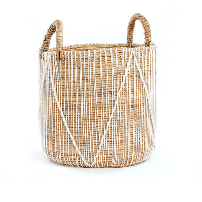 The Straight Stitched Macrame Basket - Natural White - M