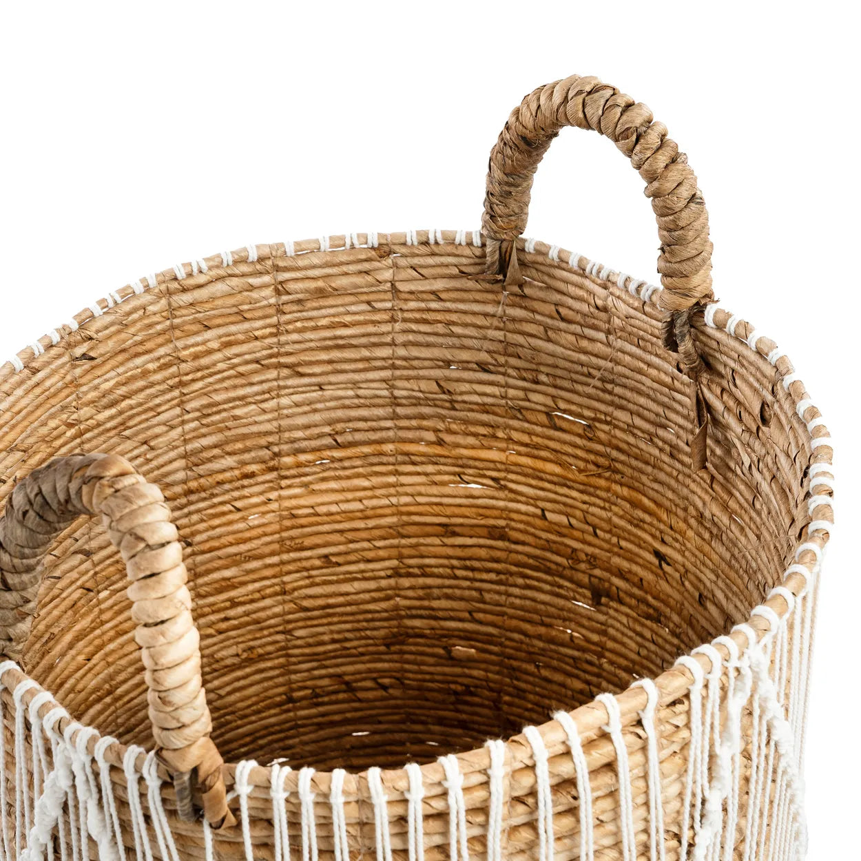 The Straight Stitched Macrame Basket - Natural White - M