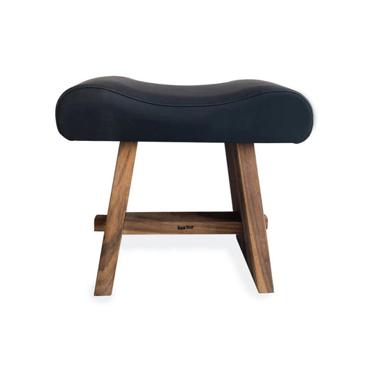 bazarbizar-b2b Taburete The Suar con Piel - Negro Natural