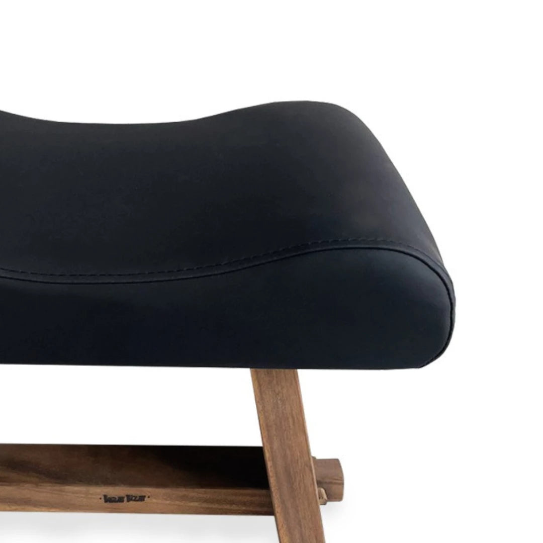 The Suar Stool with Leather - Natural Black