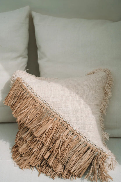 The Raffia Cotton Cushion Cover - Natural White - 40x40