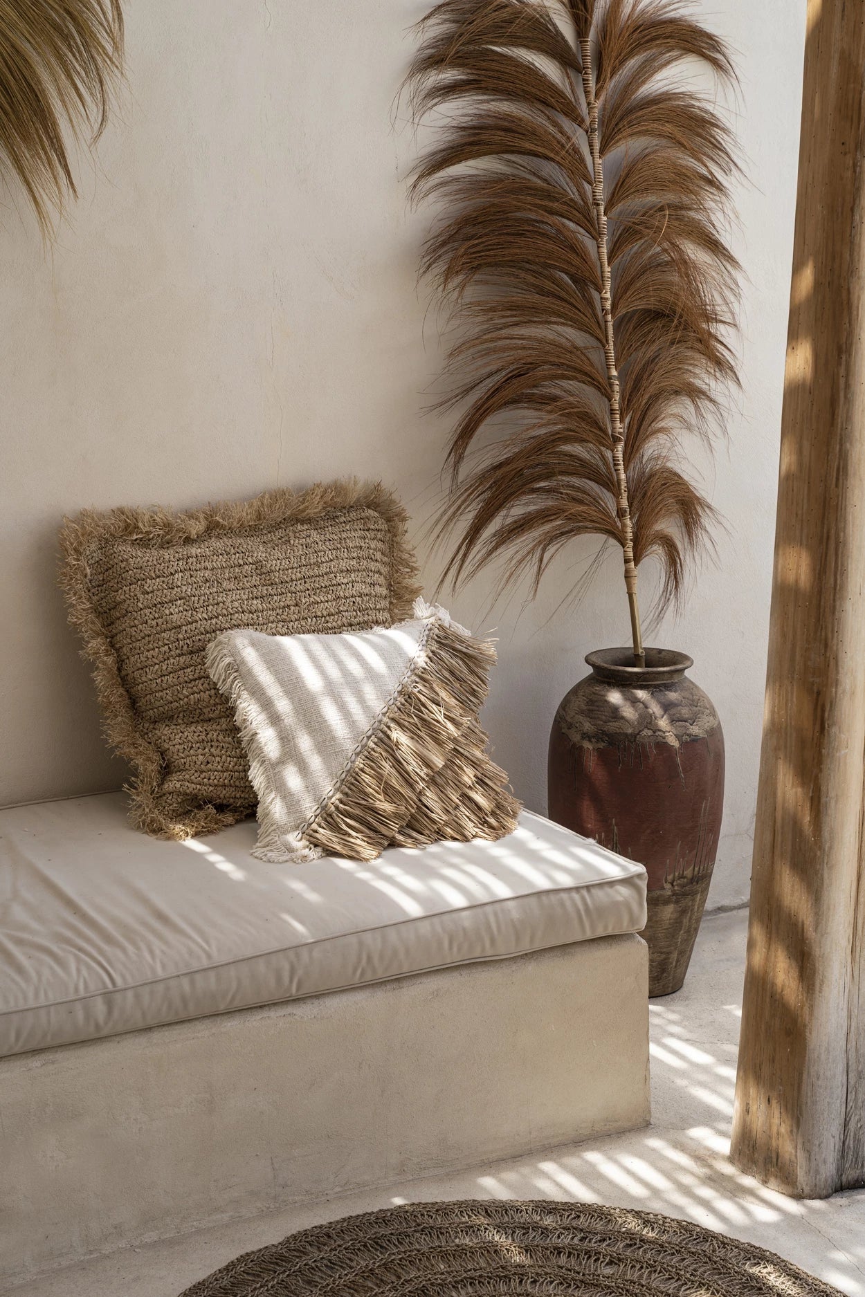 The Raffia Cotton Cushion Cover - Natural White - 40x40