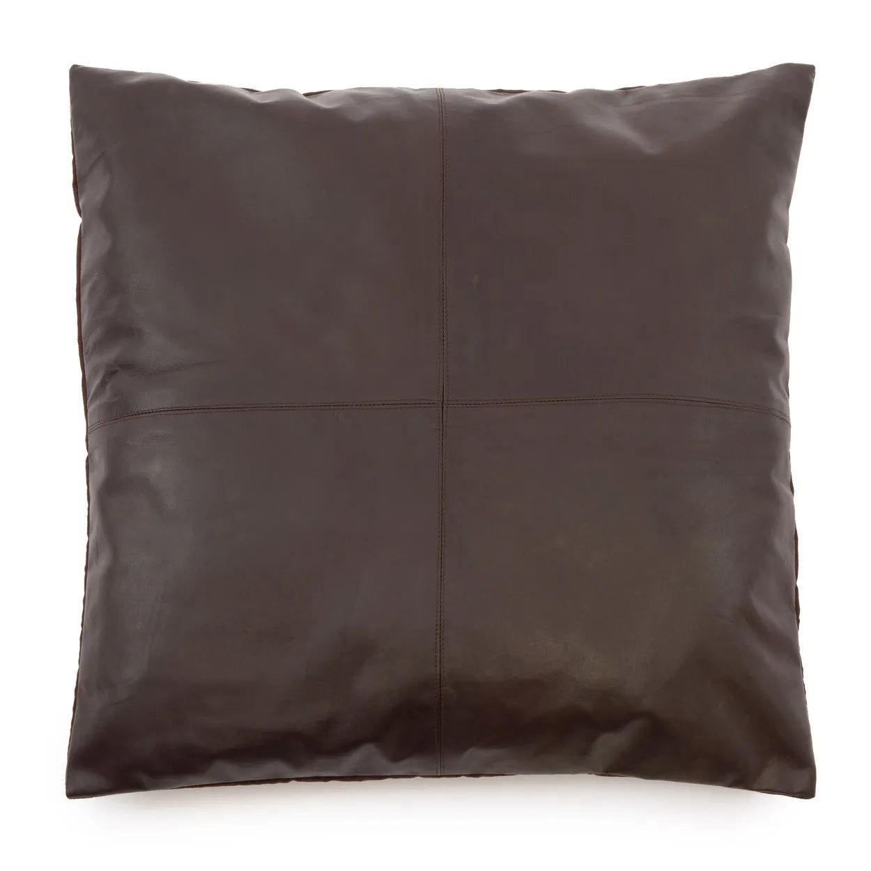 The Four Panel Leather Cushion Cover - Choco - 60x60