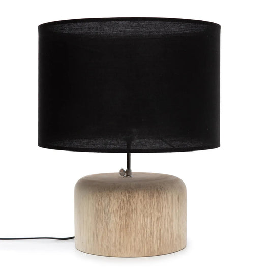 The Teak Wood Table Lamp - Natural Black