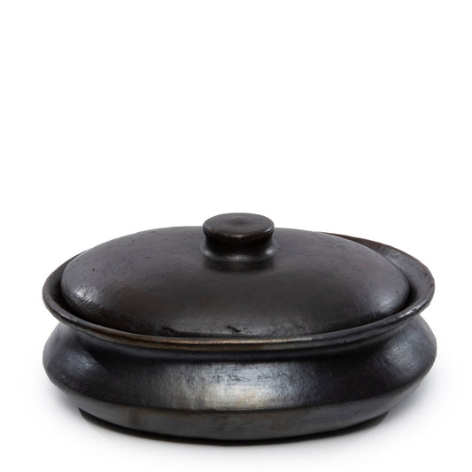 The Burned Oval Pot - Black