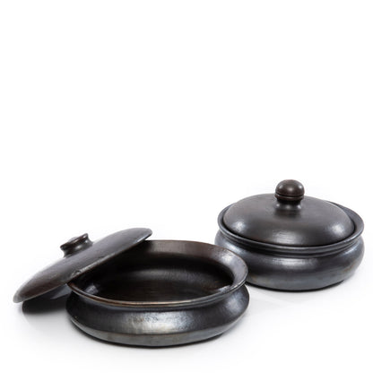 The Burned Oval Pot - Black