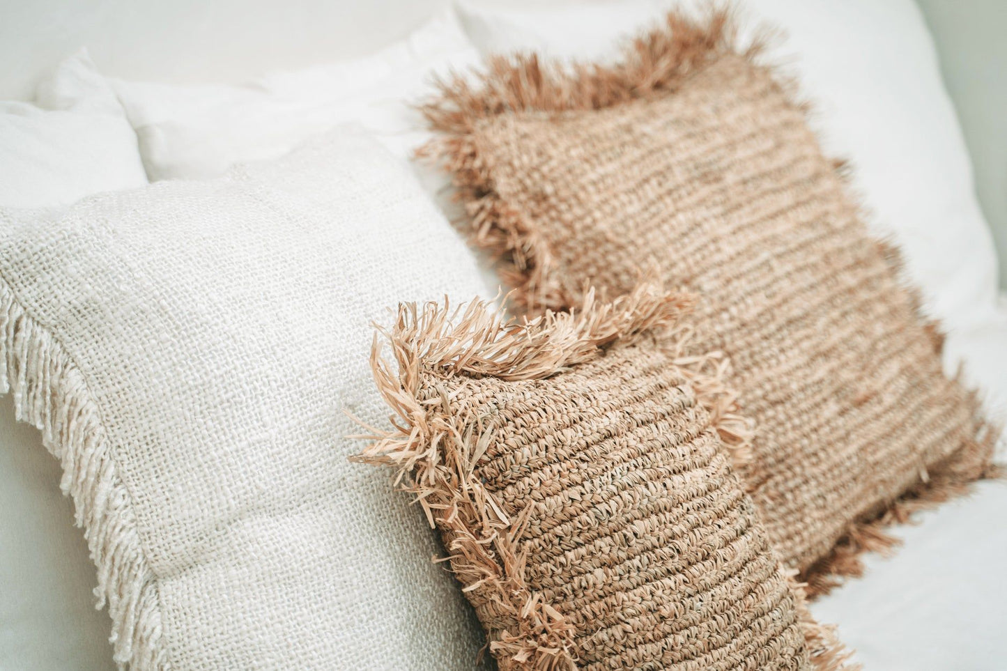 The Raffia Cushion Cover Square - Natural - 40x40